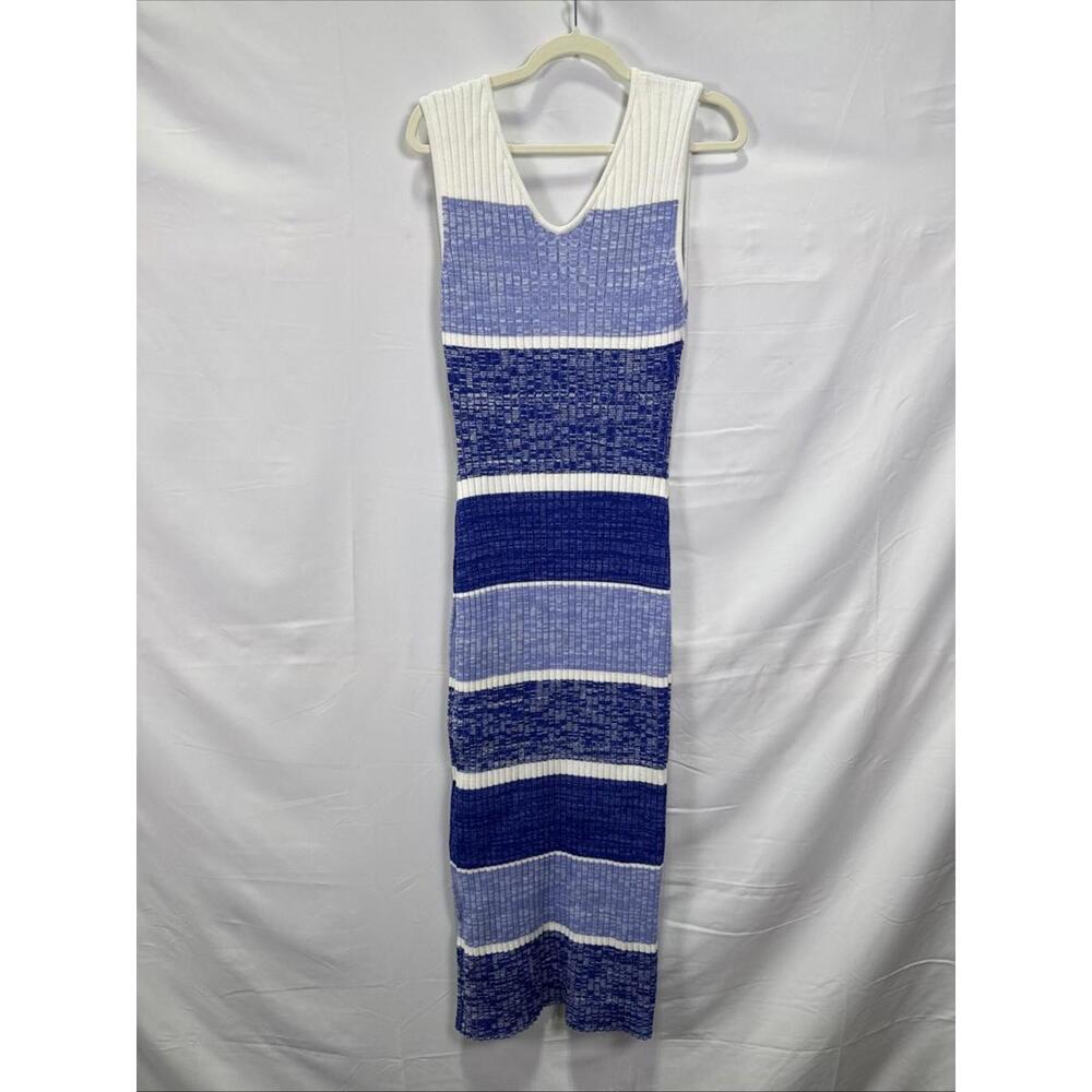 Toccin Blue Stripe Sadie Sleeveless Striped Midi Dress Size M - Picture 4 of 5